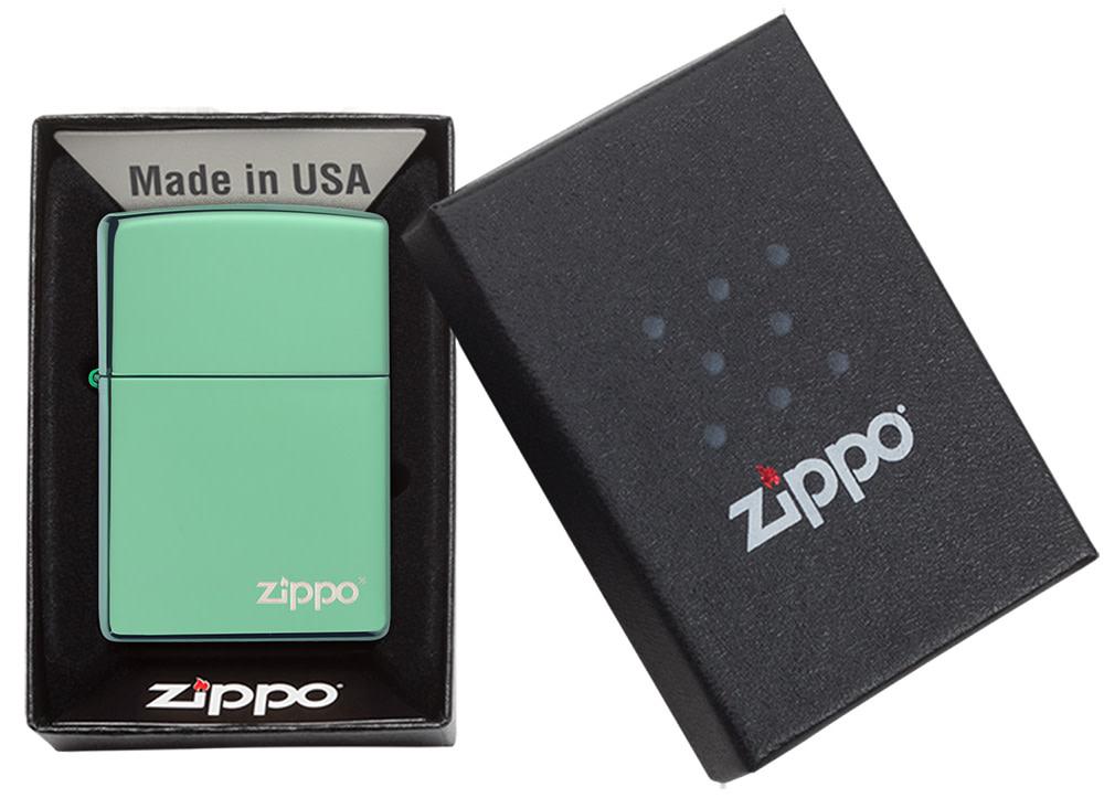Classic High Polish Green Zippo Lighter with Logo - Windproof Refillable Metal Lighter for Outdoor Camping, Hiking & Everyday Carry (EDC)