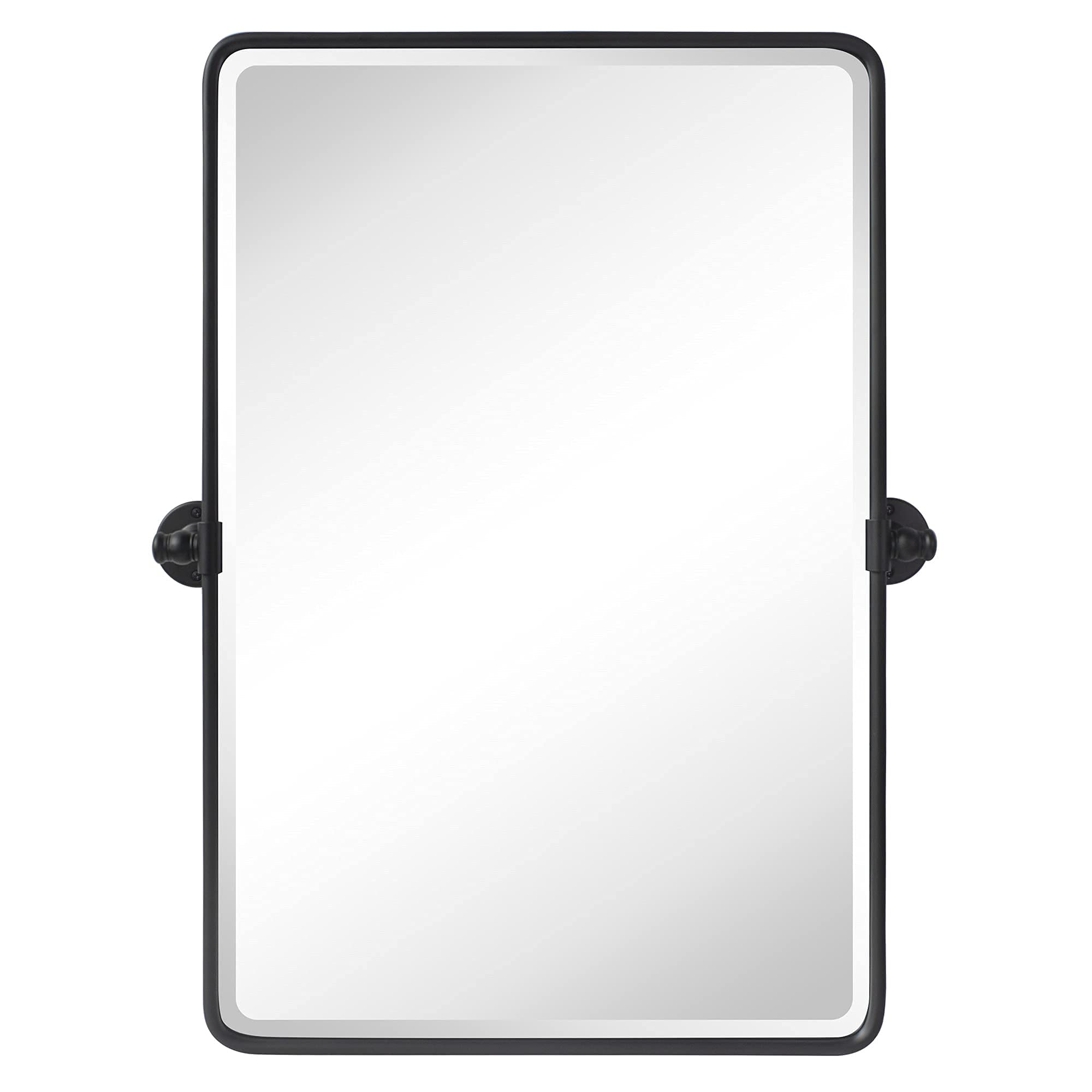 Farmhouse Pivot Rectangle Bathroom Mirror - 20x30 Inch Black Metal Framed Tilting Beveled Vanity Mirror for Wall Mount - Perfect for Bathroom, Bedroom, and Dressing Room Decor