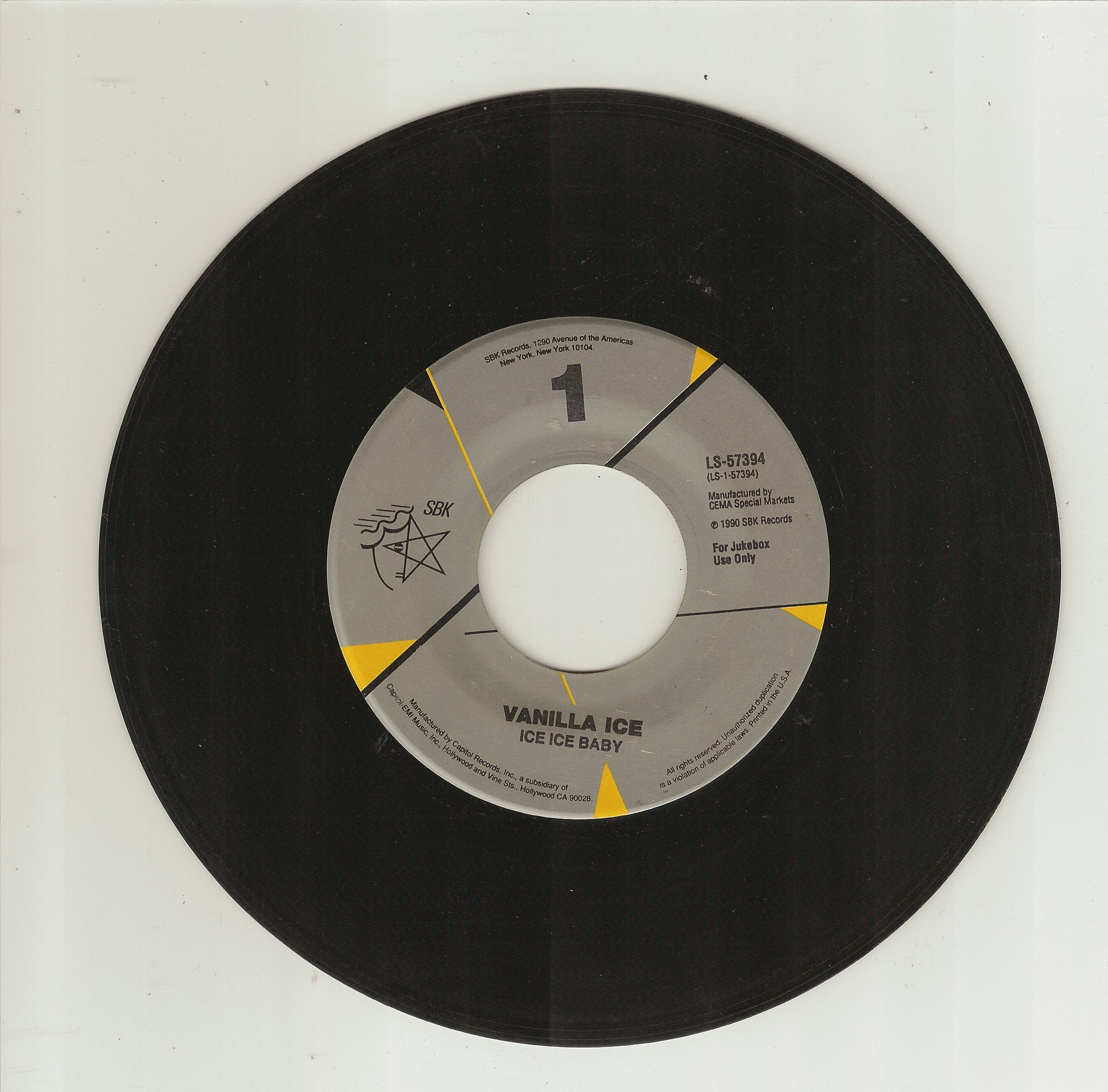 Original Ice Ice Baby / Play That Funky Music 45 RPM Vinyl Single Record - Perfect for DJ Sets, Retro Music Collectors & Vintage Home Decor