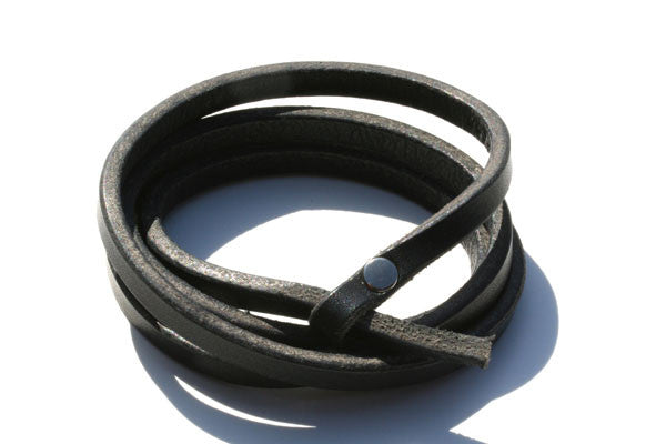Narrow Multi Wrap Cuff Bracelet in Black - Elegant Stackable Bangle for Women, Perfect for Casual, Office & Evening Wear