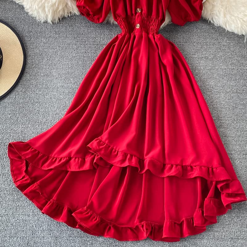 Women's Asymmetric Summer Party Dresses - Flowy Beach Resort Dress for Vacation, Poolside, and Evening Events