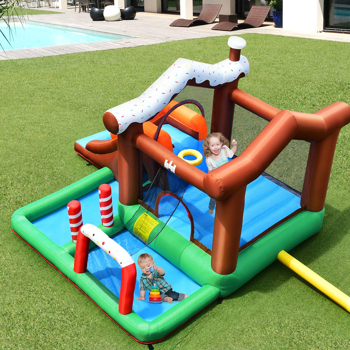 **BOUNTECH Inflatable Bounce House with Ball Pit & Basketball Rim - Kids Bouncy Castle for Toddlers Ages 5-12 - Indoor/Outdoor Party Fun - Includes 480W Blower - Perfect for Birthday Parties, Backyard Play & Family Gatherings**