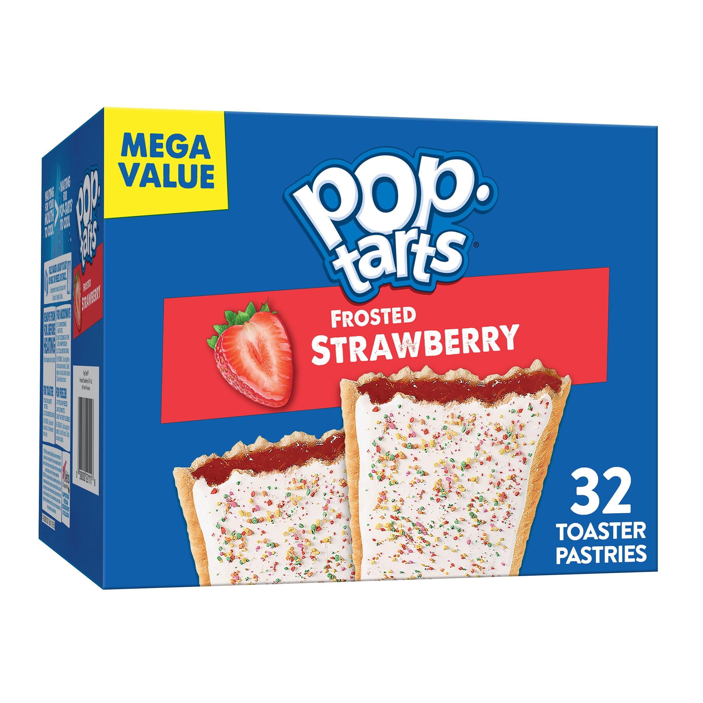Pop-Tarts Toaster Pastries - Frosted Strawberry Flavor, 54.1oz Family Pack (32 Count) | Breakfast Food & Kids Snacks for School Lunches, Quick Breakfasts & After-School Treats