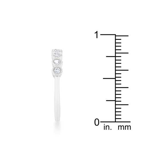 0.27ct Cubic Zirconia Rhodium Plated Delicate Wedding Band Ring - Perfect for Engagement, Anniversary & Everyday Elegant Jewelry Gift