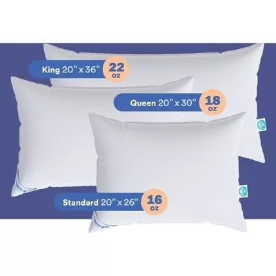 Premium 100% Luxury Down Pillows 550 Fill Power - Ultra Soft King Size Bed Pillow for Side, Back & Stomach Sleepers - Hypoallergenic & Breathable - Perfect for Hotels, Guest Rooms & Master Bedrooms (White, Pack of 1)