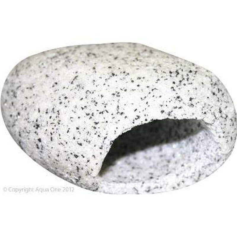 Aqua One Round Marble Cave Medium Fish Tank Decor - 12 x 9 x 6.5cm for Aquascaping & Betta Fish Hideout