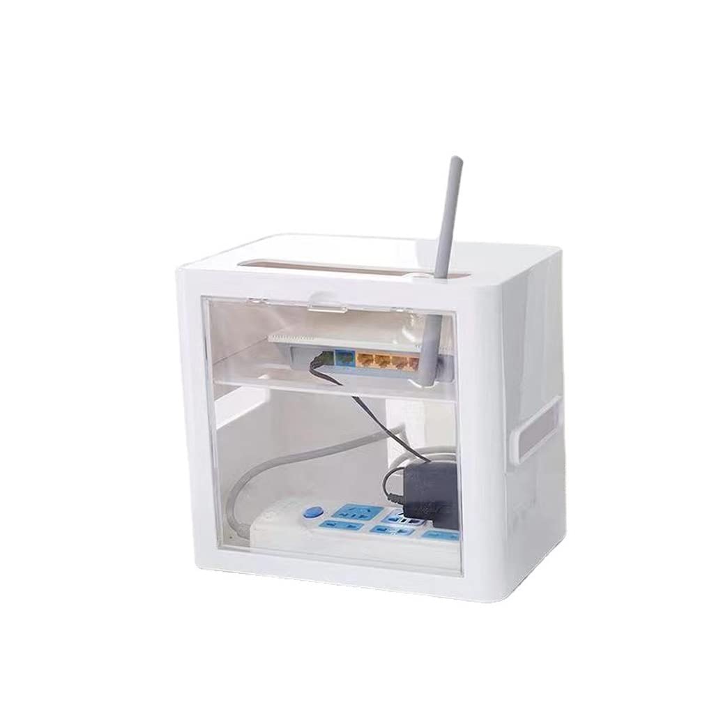 Cable Management Box - Cord Organizer for WiFi Router, Household Wires & Cables - Decorative Storage Box for Living Room, Office & Home Organization (White) - Perfect for Desk, TV Stand & Entertainment Center Wire Hiding