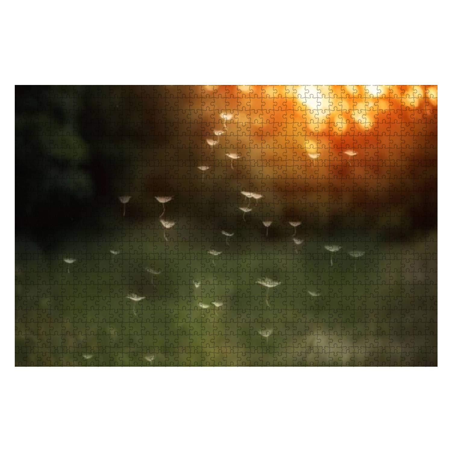 1000-Piece Wooden Jigsaw Puzzle - Fluffy Dandelions Glowing in Sunset Light | Nature-Themed Educational Puzzle for Kids & Adults | Stress Relief Game for Family Night & Classroom Activities