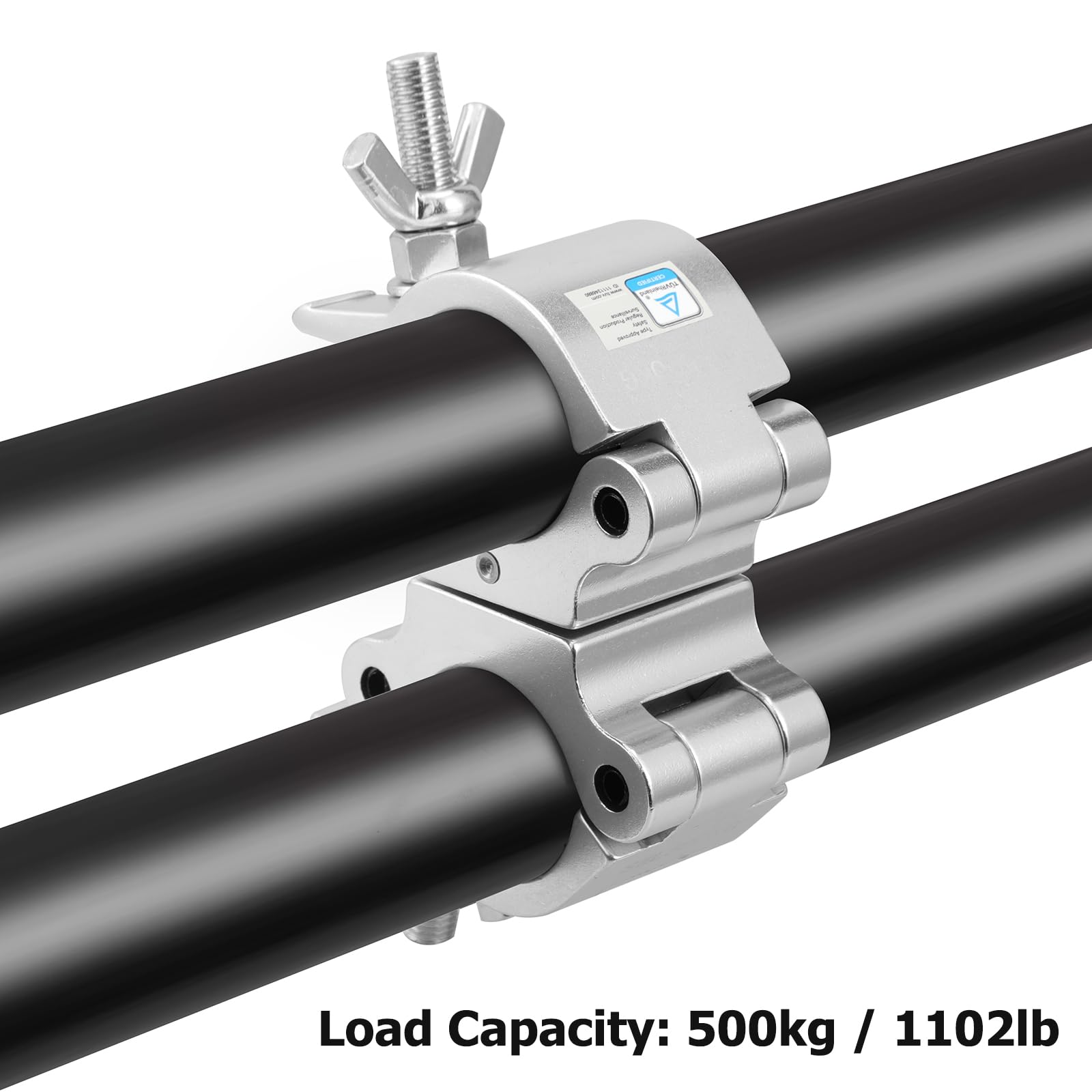 2 Pack Heavy Duty 1100lb Swivel Coupler Truss Clamps - 2 Inch Pro-Swivel TUV Certified for Pipe/Truss OD 48-52mm - Dual Head 360° Rotation Lighting Clamps for Stage, Theater, and Event Rigging