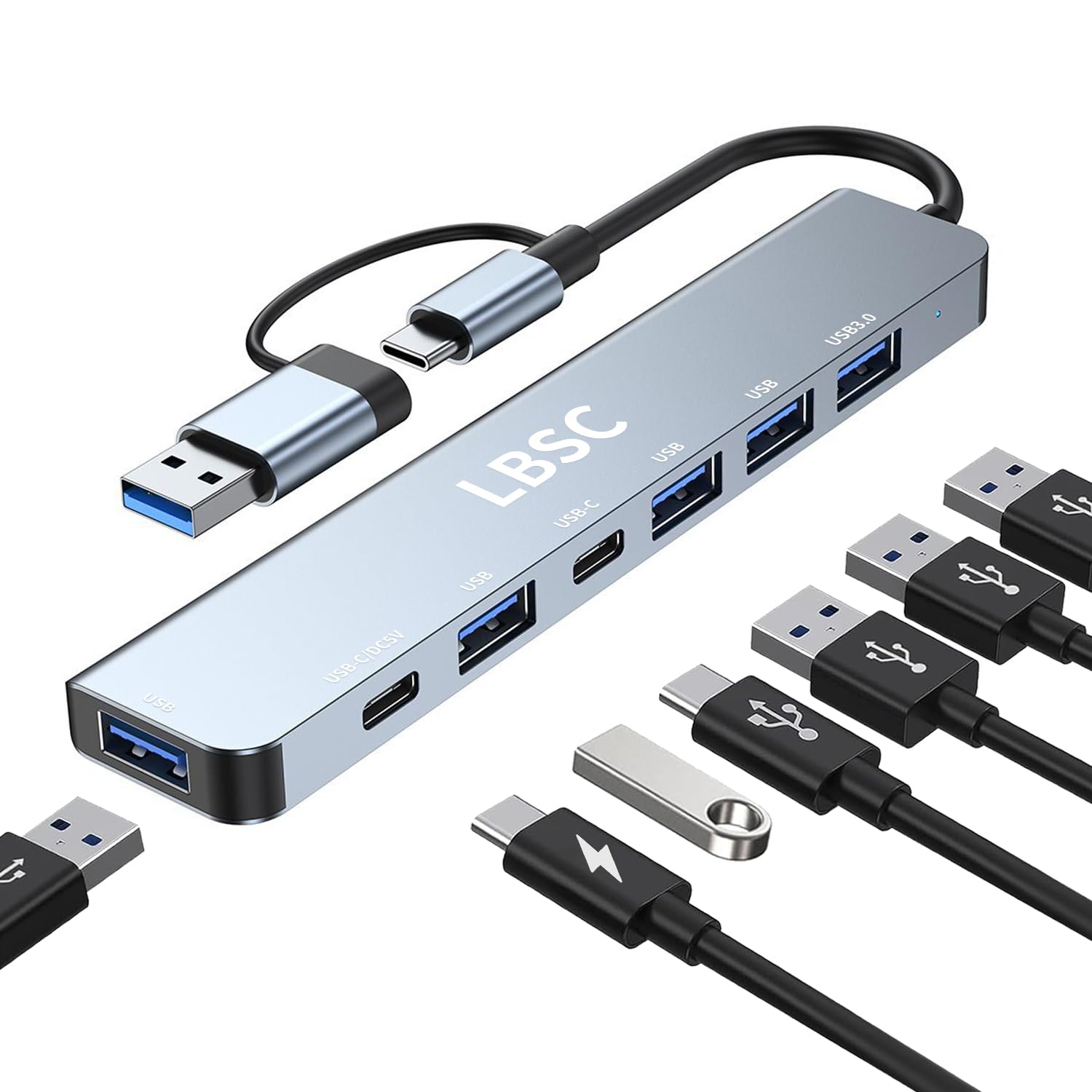 7-in-1 USB C Hub Multiport Adapter with 4K HDMI, USB 3.0 Ports, SD/TF Card Reader - Compatible with MacBook, Laptop, PS5, Nintendo Switch, Printer | Perfect for Home Office, Gaming & Travel Accessories