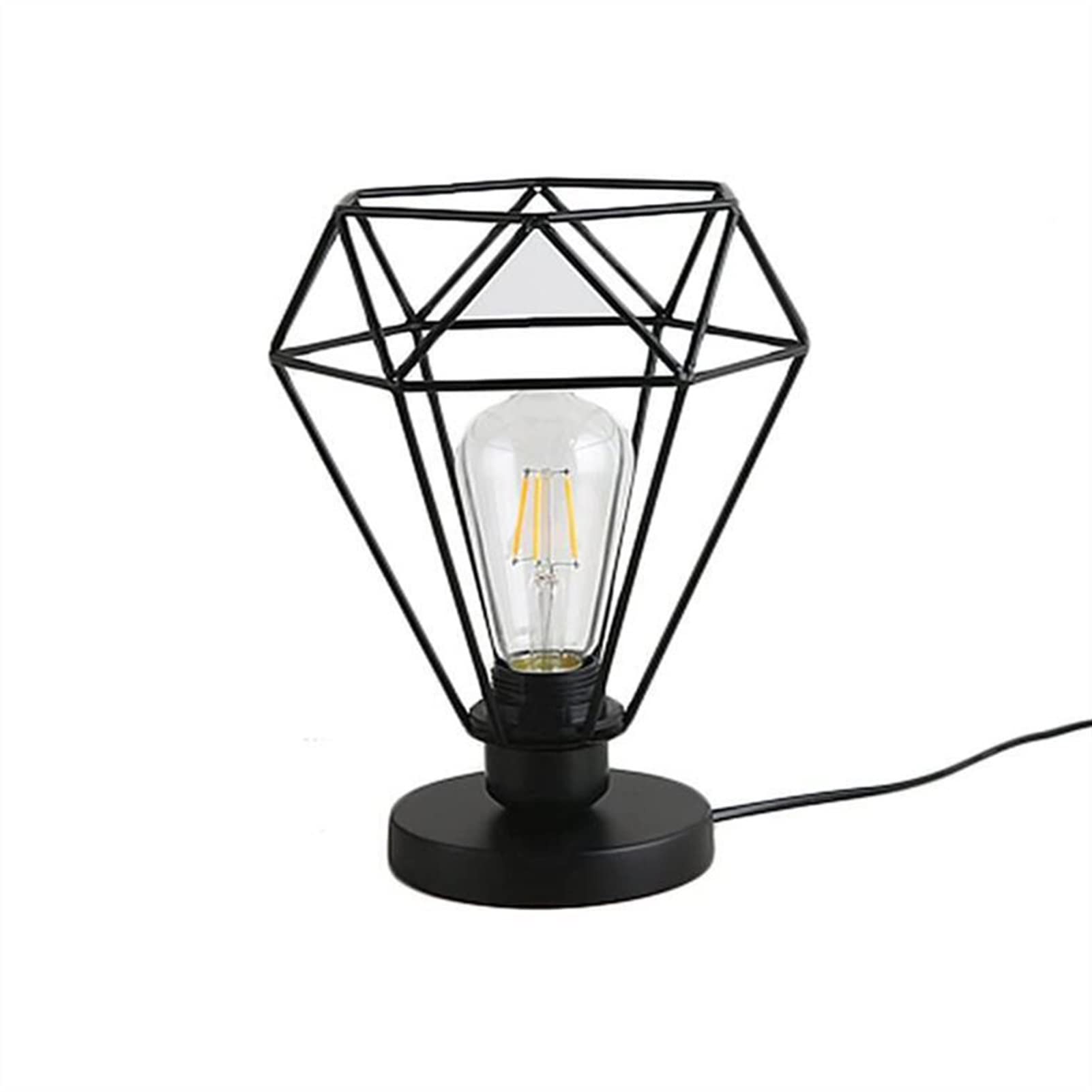 Nordic Style Diamond Shaped LED Bedside Table Lamp - Modern Farmhouse Night Light with Iron Art Design, Perfect for Bedroom, Living Room, or Office Desk (US Plug) - Creates Cozy Ambiance for Reading, Relaxing & Decor