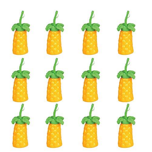 ArtCreativity 12-Pack 20oz Palm Tree Plastic Cups with Screw-On Sipper Lids - Tropical Summer Beach Party Supplies, Poolside Drinks & Outdoor BBQ Accessories - Perfect for Beach Vacations, Pool Parties & Summer Gatherings