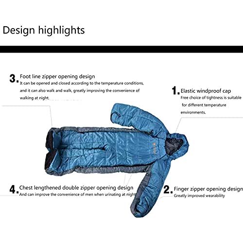 3-Season Wearable Sleeping Bag Suit for Adults - Full Body Camping Sleeping Wear with Zipper Design for Outdoor Travel & Hiking | Perfect for Backpacking, Festival Camping and Cold Weather Adventures