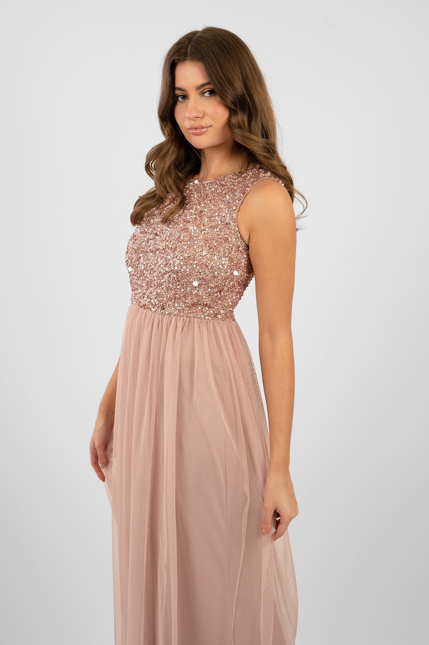 Picasso Pale Mauve Embellished Bridesmaid Dress - Elegant Wedding Party Gown for Bridesmaids, Formal Occasions & Special Events