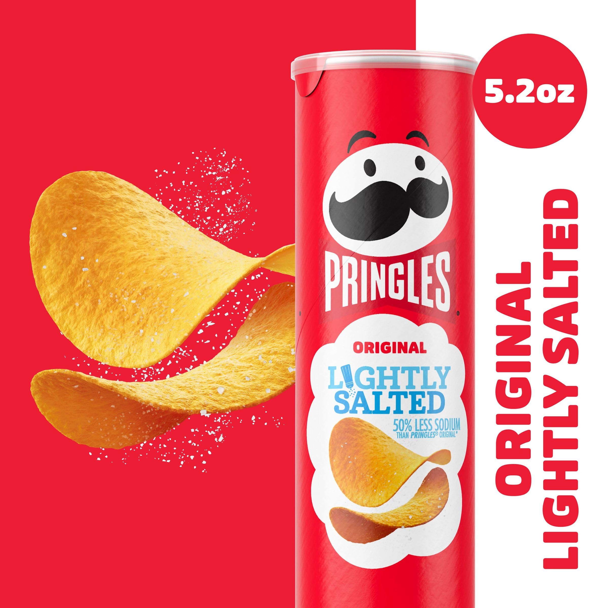 Pringles Lightly Salted Potato Crisps - 5.2oz Can | Crunchy Snacks for Lunch, Office, Travel & On-The-Go | Single Serve Pack (1 Can)