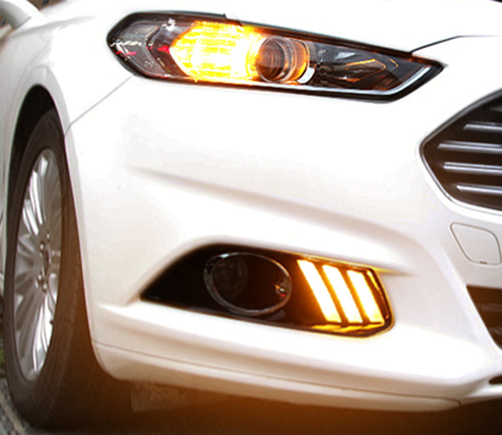 2013-2016 Ford Fusion LED Daytime Running Light Fog Bezel Replacement - Exact Fit DRL Lights for Improved Visibility & Safety (Perfect for Night Driving, Foggy Conditions & Enhanced Style)