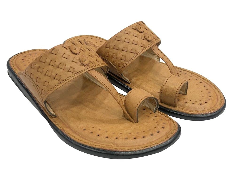 Authentic Kolhapuri Style Sandals for Men - Handmade Indian Slip-On Loafers & Comfortable Flip Flops - Perfect for Beach, Vacation and Casual Wear