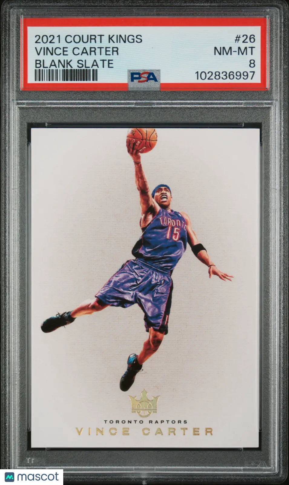 2021 Panini Court Kings Basketball Blank Slate Vince Carter #26 PSA 8 Graded Card - Perfect for NBA Collectors, Sports Memorabilia Displays & Investment Collections