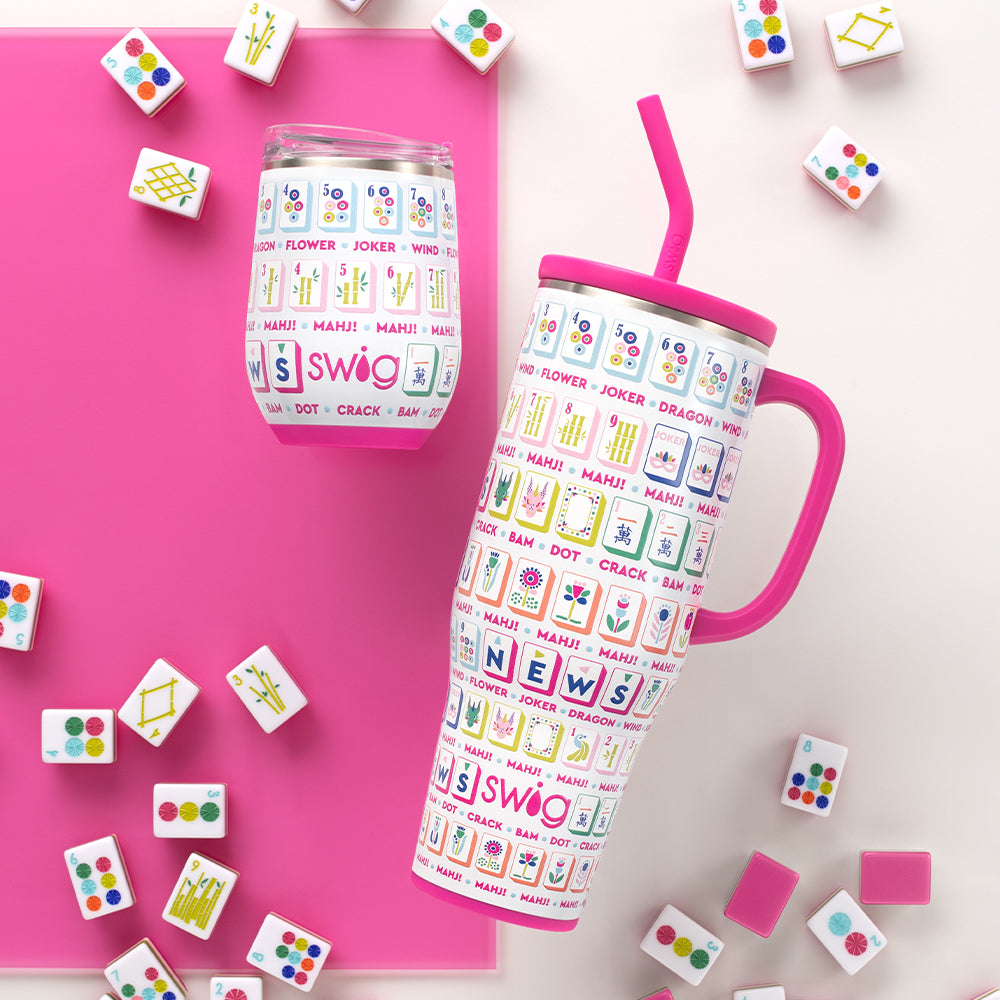 12oz Stemless Wine Glass for Mahjong Game Night - Perfect for Parties, Gifts, and Casual Drinking