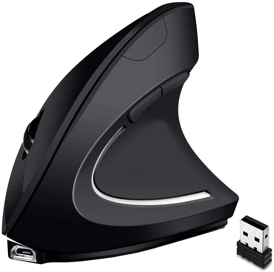 Rechargeable Wireless Vertical Mouse - 2.4G Ergonomic Optical Mouse with 3 Adjustable DPI (800/1200/1600) for Big Hands - Perfect for Office Work, Gaming & Carpal Tunnel Relief
