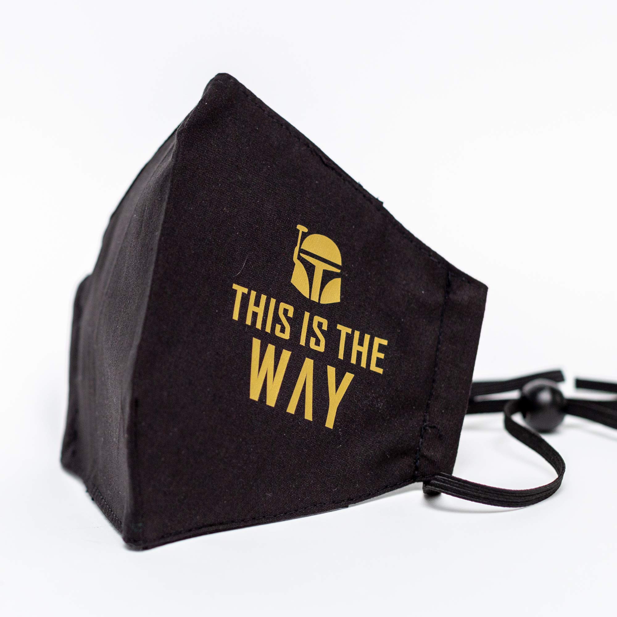 Boom Lab This Is The Way 3-Layer Washable Face Mask with Filter Pocket - Adjustable Around-the-Head Style, Natural & Reusable (Gold, Small) - Perfect for Cosplay, Daily Protection & Fandom Events
