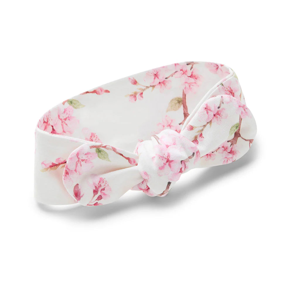 Organic Top Knot Headband for Women - Soft & Comfortable Hair Band - Cherry Blossom Print - Perfect for Yoga, Workouts, and Everyday Wear