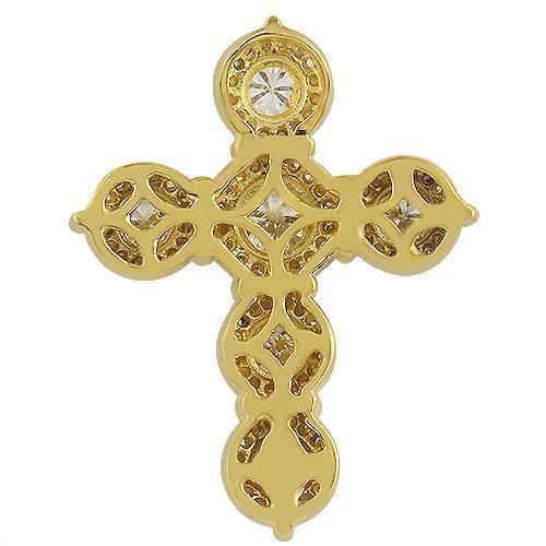 14K Solid Yellow Gold Diamond Cross Pendant Necklace - 3.75 Carat Total Weight - Perfect for Religious Gifts, Baptism, First Communion & Everyday Elegance