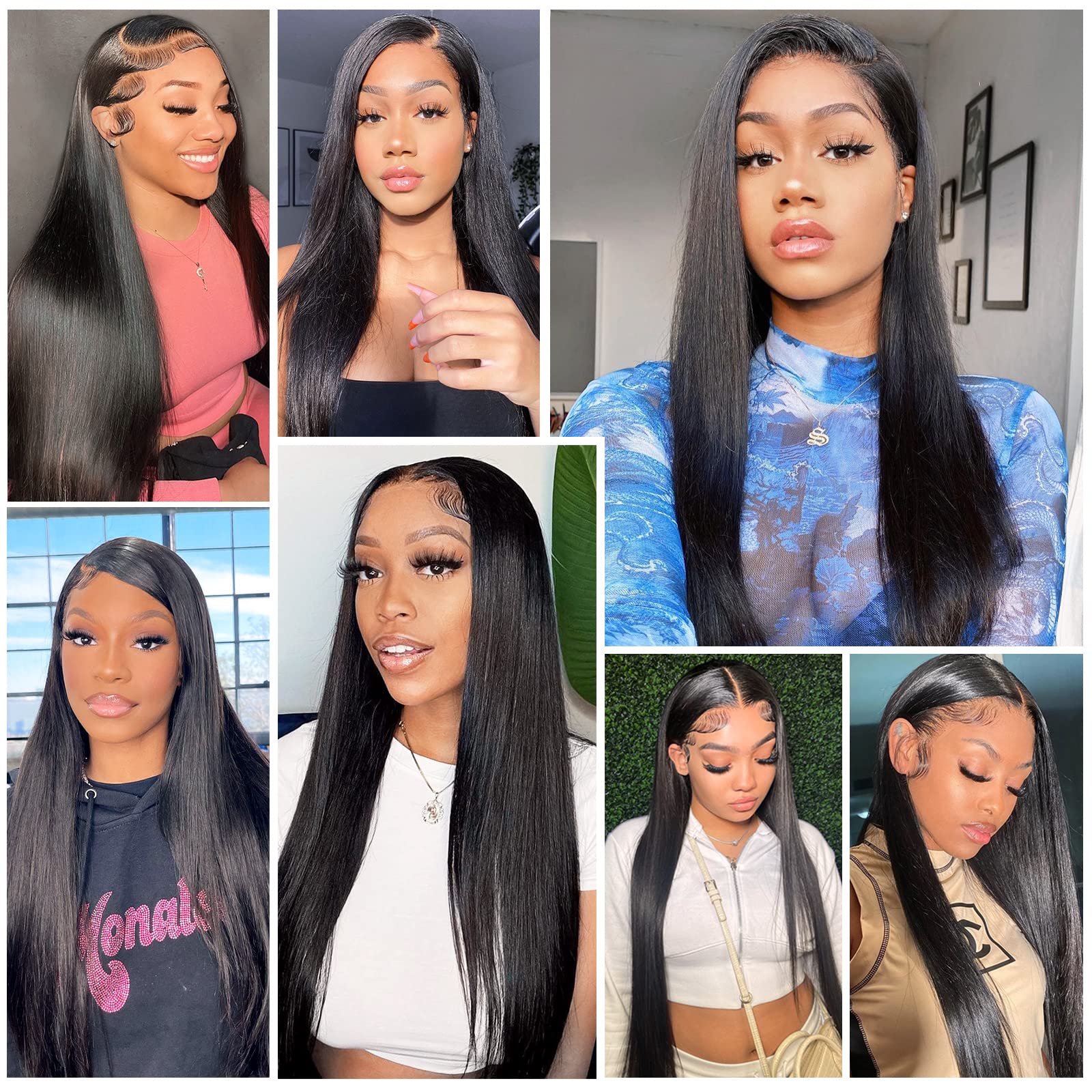13x4 Straight Lace Front Wigs Human Hair - HD Lace Frontal Wigs with Pre-Plucked Hairline & Baby Hair - 150% Density 30 Inch Straight Human Hair Wigs for Black Women - Perfect for Daily Wear, Special Occasions & Protective Styling