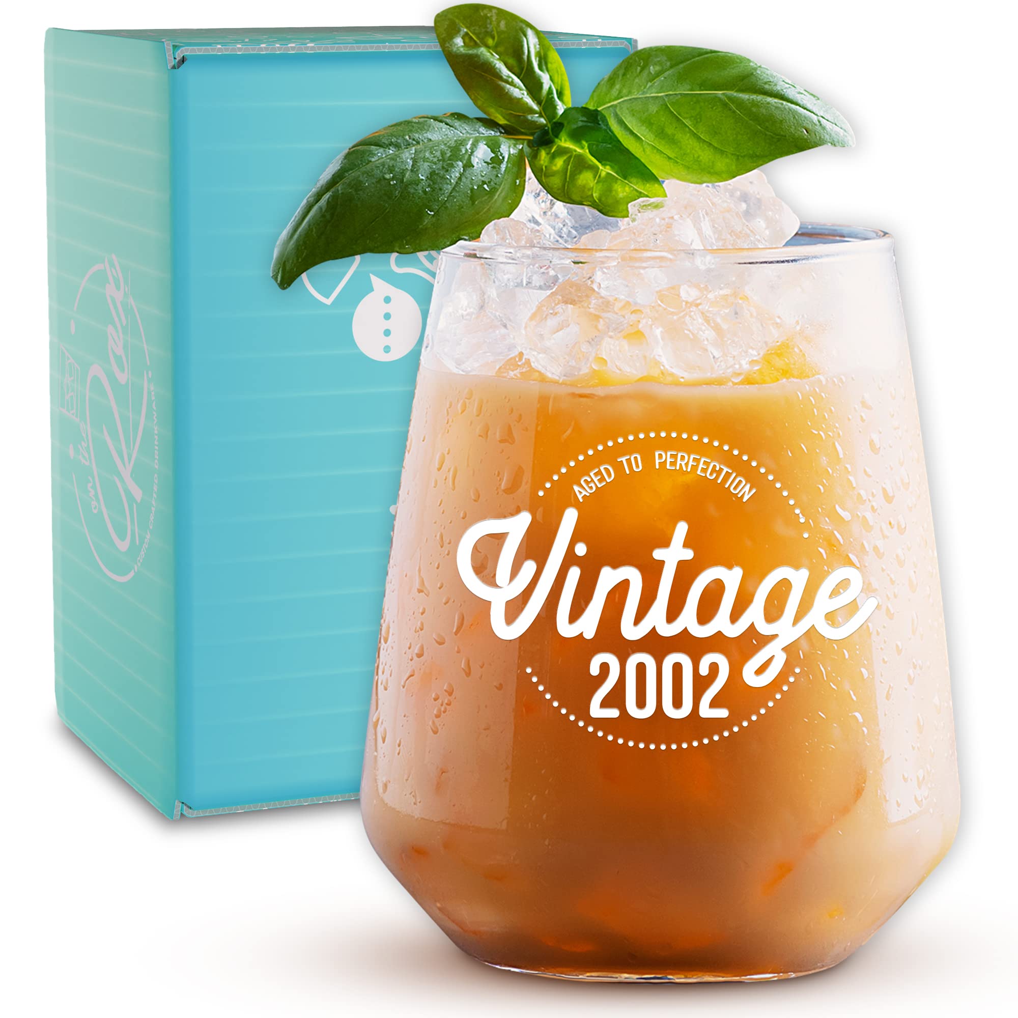 Vintage 2002 14oz Wine Glass - 21st Birthday Gifts for Women, Her, Mom, Wife - Unique 21st Anniversary Present - Perfect for Birthday Decorations & Celebrations - Ideal for Parties, Toasts & Special Occasions
