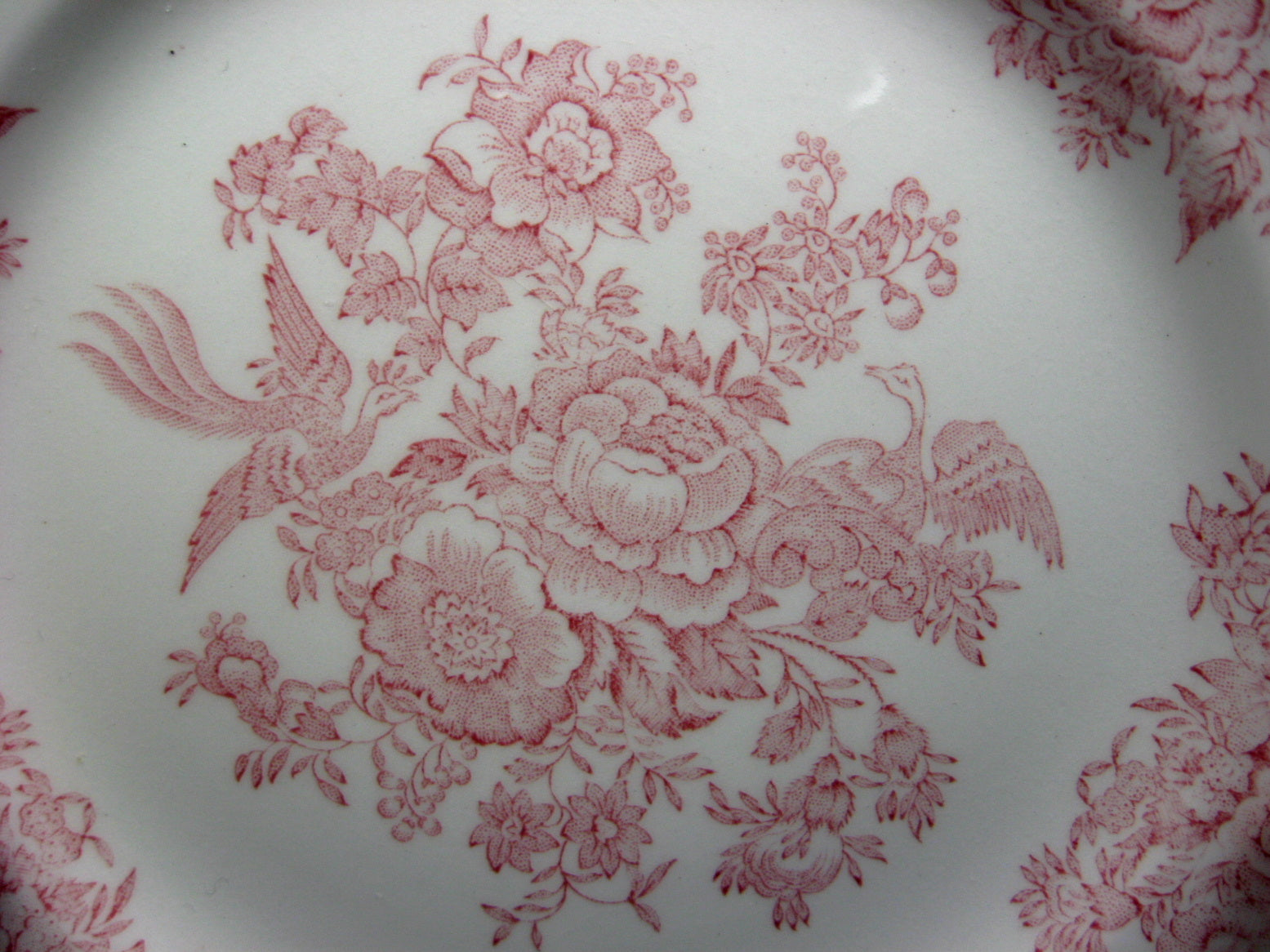 Vintage 1970s Asiatic Pheasants Pink Transfer Burleigh Tea Set - 2 Teacups, Teapot, Creamer & Sugar Bowl | English Afternoon Tea, Bridal Shower, Collectible China Display