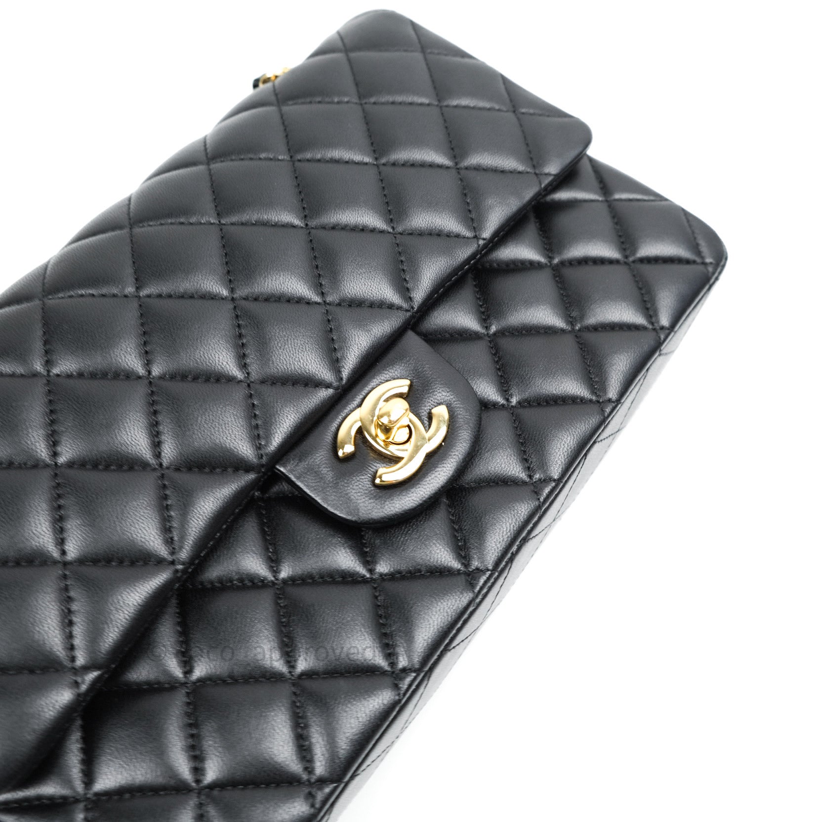 Chanel Classic Medium/Large Double Flap Bag - Black Lambskin Leather with Gold Hardware | Luxury Designer Handbag for Women, Perfect for Evening Events & Special Occasions