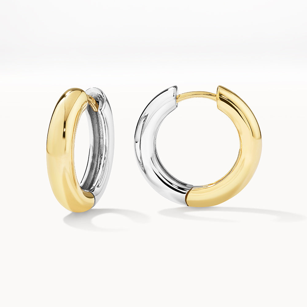 Stylish Midi Mixed Metal Reversible Hoop Earrings in Gold - Perfect for Everyday Wear, Parties & Special Occasions