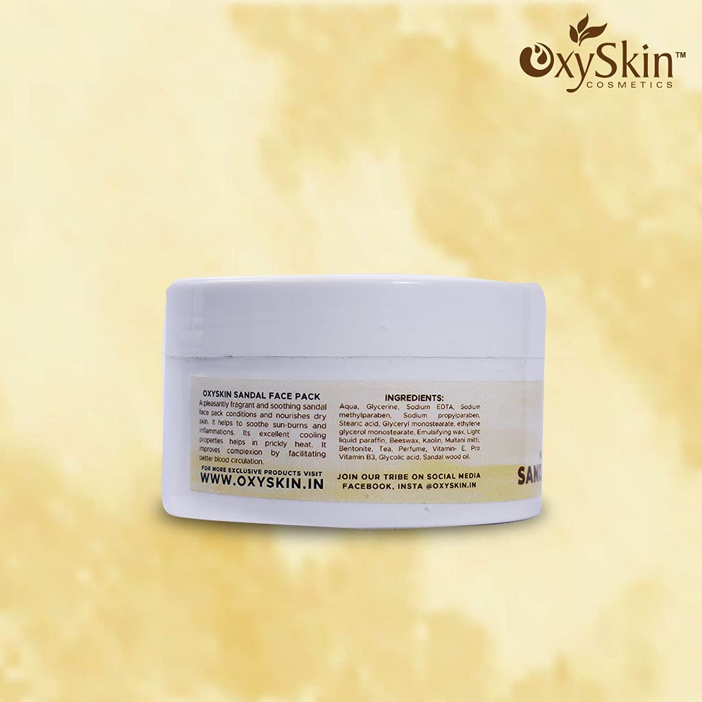 Oxyskin Cosmetics Skin Whitening Face Mask with Sandalwood - 200g | Dark Spot Corrector for Blemishes & Uneven Skin Tone | Improves Skin Texture & Brightness | Perfect for Nighttime Skincare Routine & Pre-Makeup Prep
