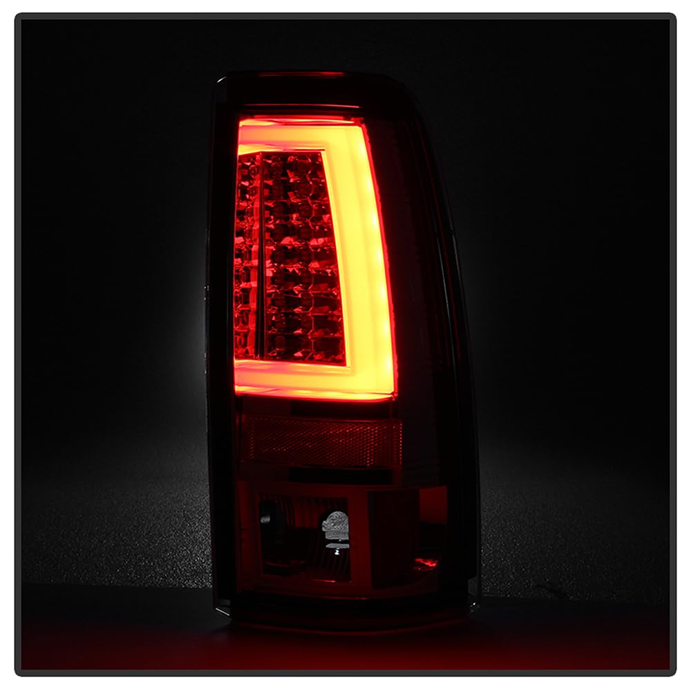 ACANII LED Tail Lights for 2003-2006 Chevy Silverado 1500/2500HD/3500 - Chrome Tube Brake Lamp Assembly Pair (Left+Right) - Durable & Bright Replacement for Improved Night Visibility