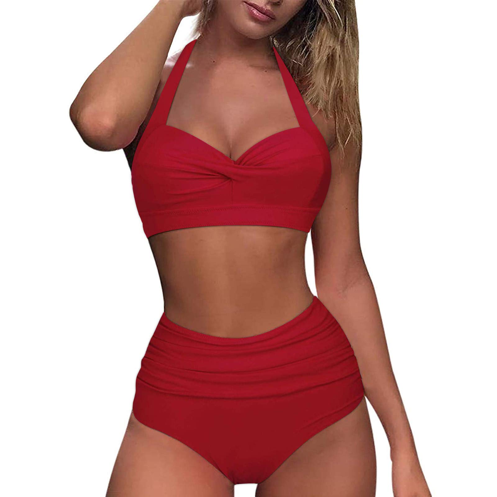 Vintage High Waist Retro Print Bikini Set for Women - Push Up Ruched Two Piece Swimsuit with Sunflower Design | Perfect for Beach Vacations, Pool Parties & Summer Getaways
