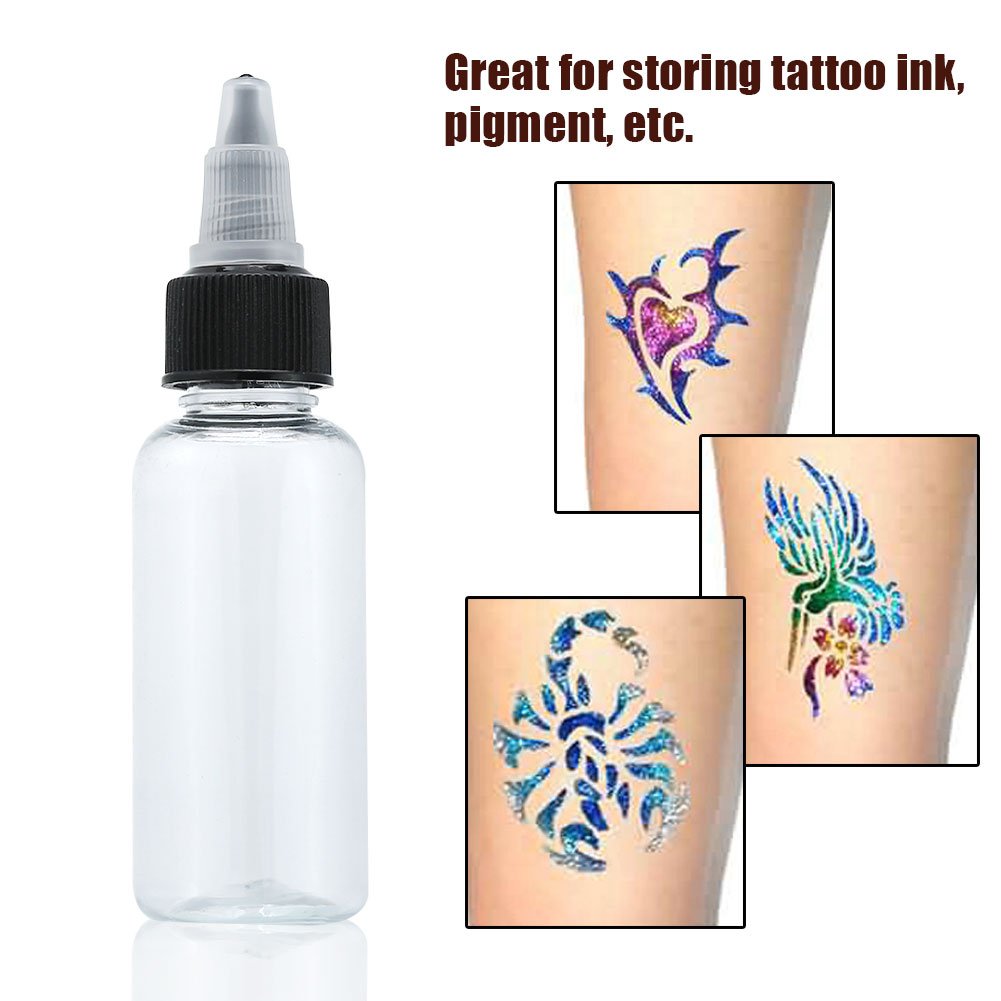 Pongnas 10pcs 30ml Empty Tattoo Ink Bottles with Twist Caps - Durable Plastic Tattoo Supply Accessories for Professional Artists & DIY Tattooing at Home or Studio