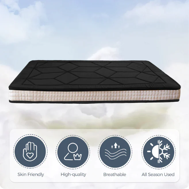 MAXYOYO Padded Japanese Floor Mattress - Black Foldable Roll Up Futon for Bedroom, Guest Room & Travel | Comfortable Floor Sleeping Mat for Adults & Kids