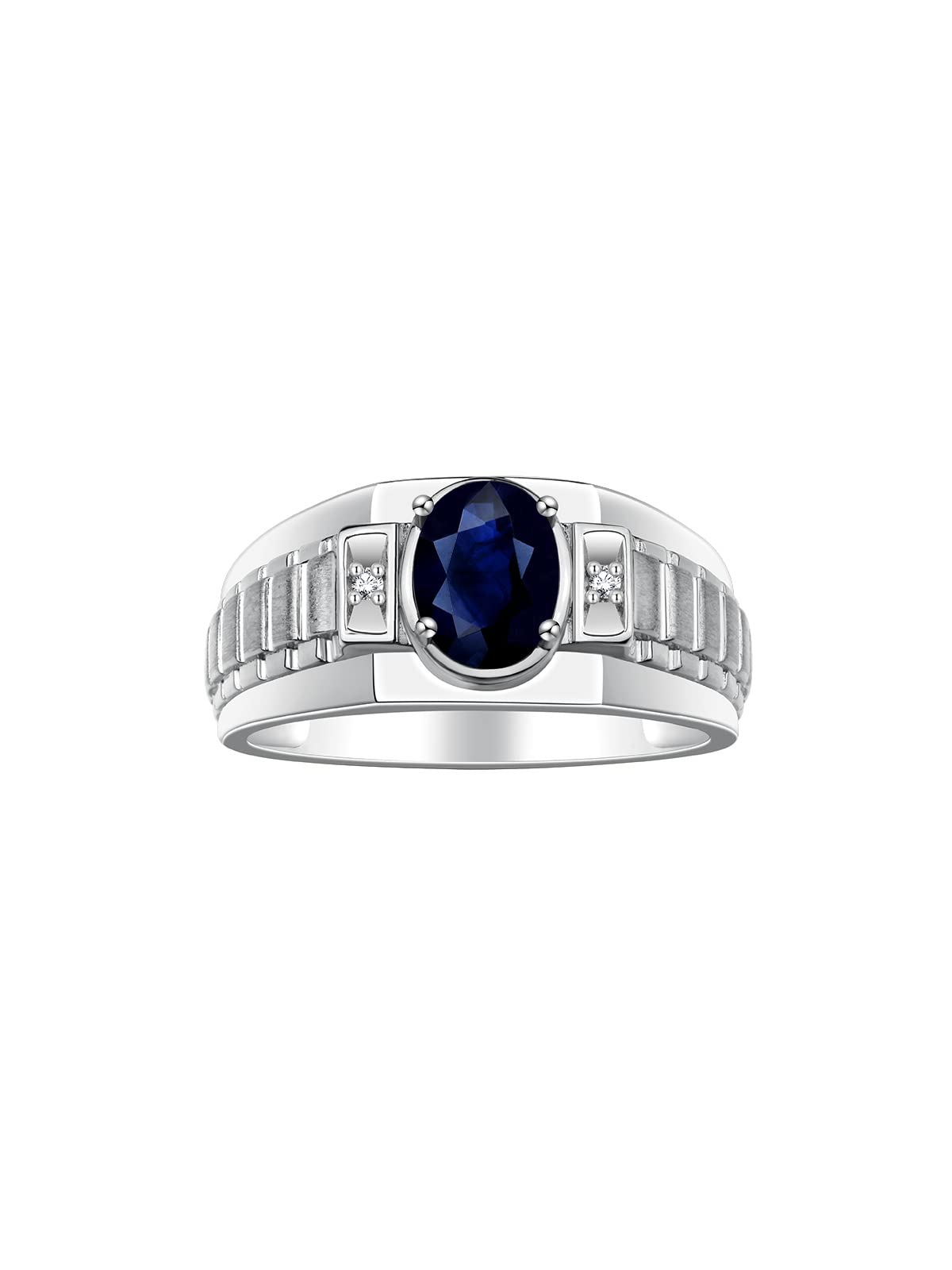 Stylish Rylos Men's Birthstone Ring - 8X6MM Oval Gemstone & Diamond Sterling Silver Ring for Men (Sizes 8-13) | Perfect Gift for Anniversary, Birthday & Special Occasions | Elegant Jewelry for Weddings, Parties & Daily Wear