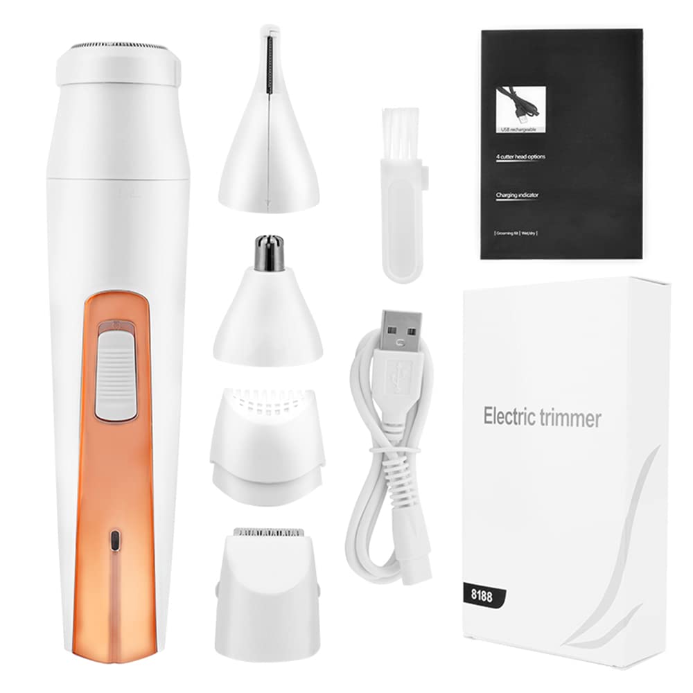 4-in-1 Women's Electric Epilator & Trimmer - Painless Hair Removal for Face, Body, Bikini, Eyebrows & Nose | Rechargeable Lady Shaver for Smooth Skin at Home & Travel