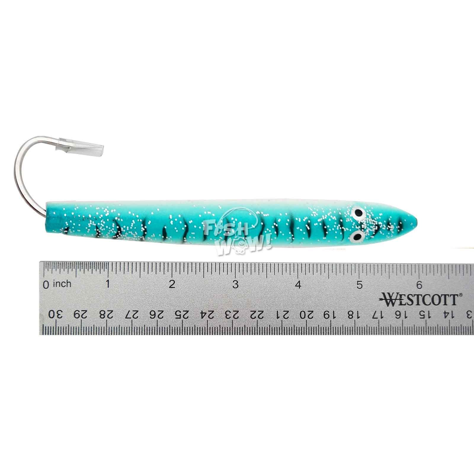 6 Inch Cedar Fishing Lures for Tuna and Mahi - Blue & White Wooden Trolling Plugs | Saltwater Trolling, Offshore Fishing, and Sport Fishing Bait
