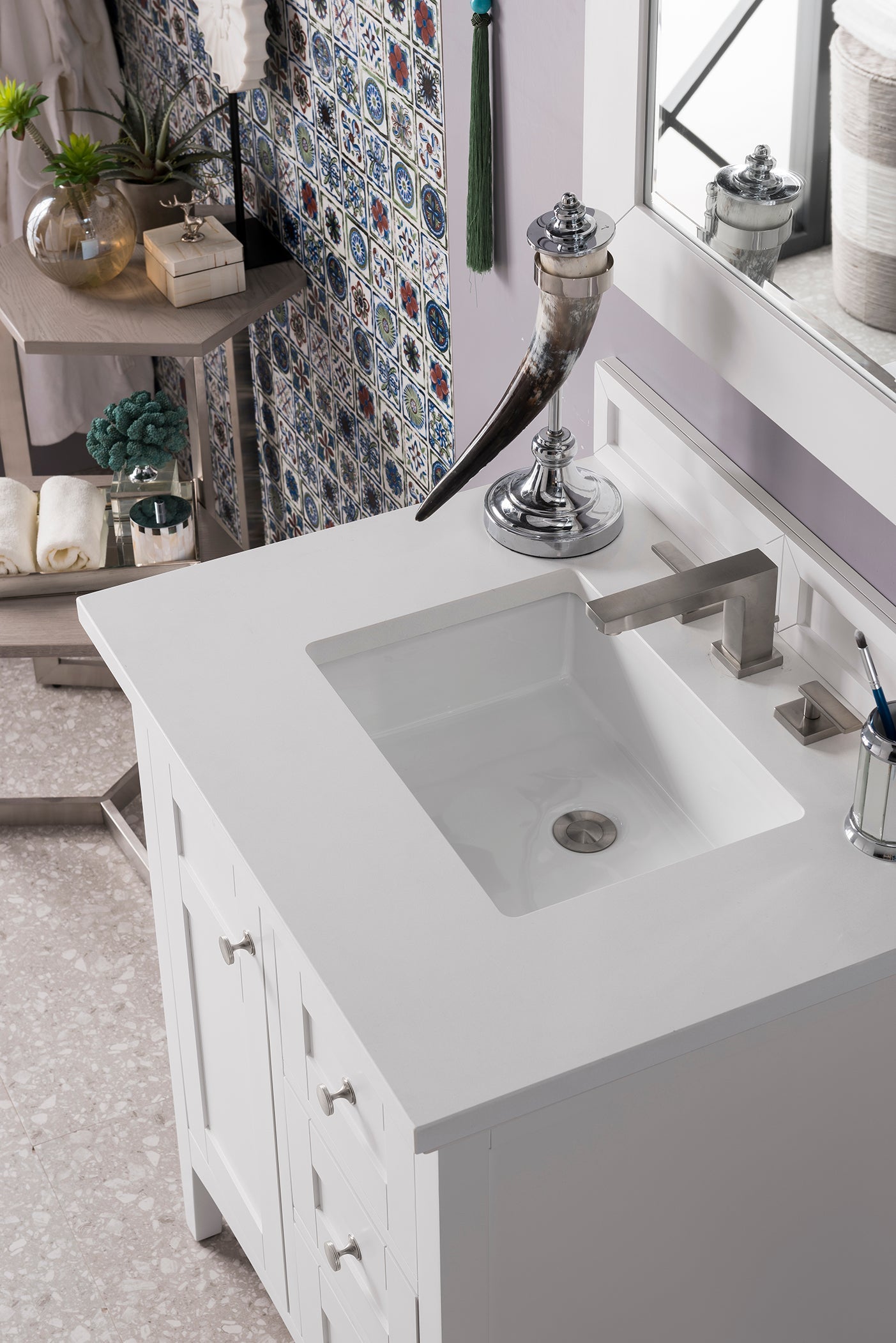 Palisades 30 Inch Single Bathroom Vanity Set with 3CM Classic White Quartz Countertop - Bright White Finish for Modern & Farmhouse Bathroom Decor