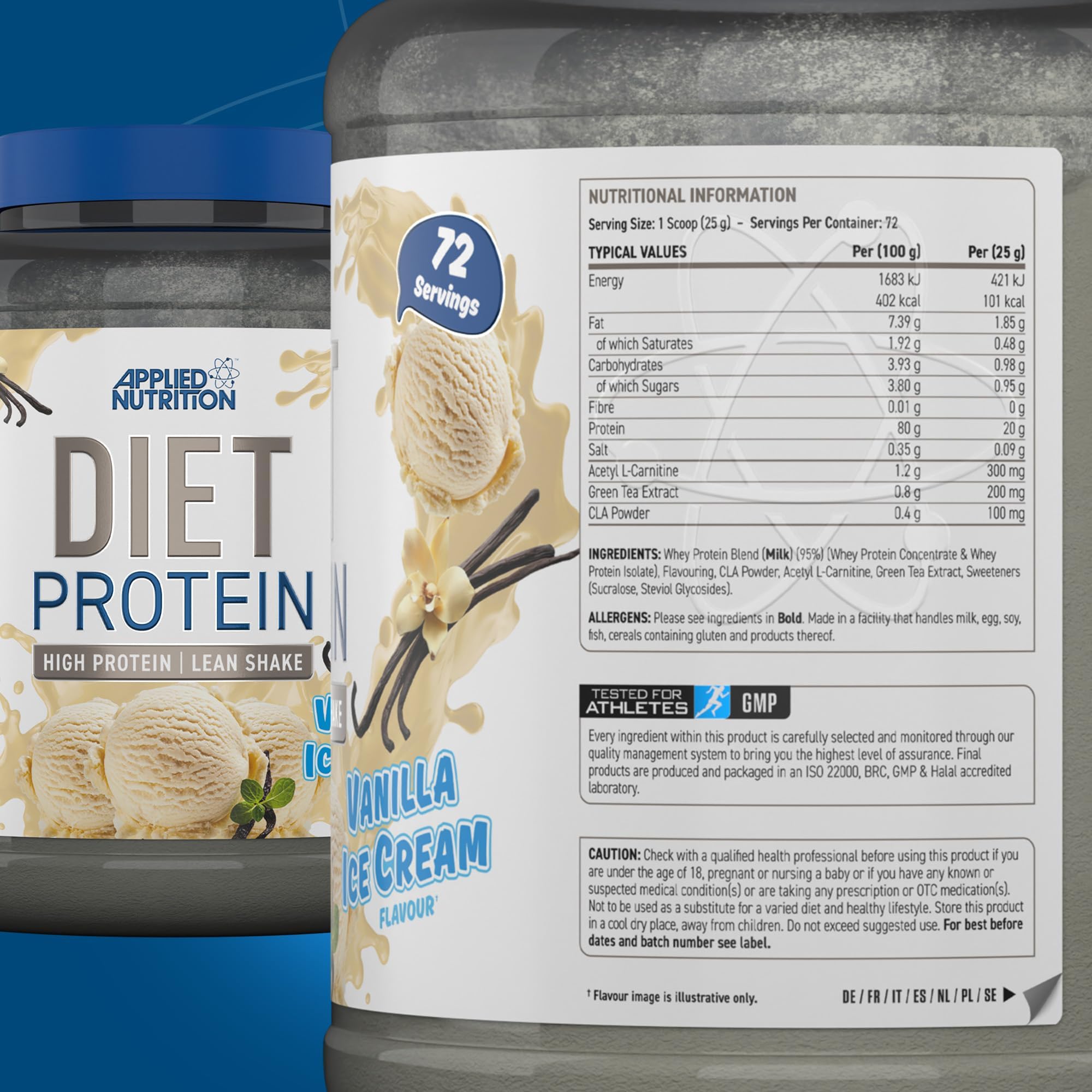 Applied Nutrition Diet Whey Protein Powder 1.8kg (4lb) - High Protein Low Carb Lean Muscle Shake for Weight Loss & Management | Perfect for Post-Workout Recovery & Healthy Meal Replacement