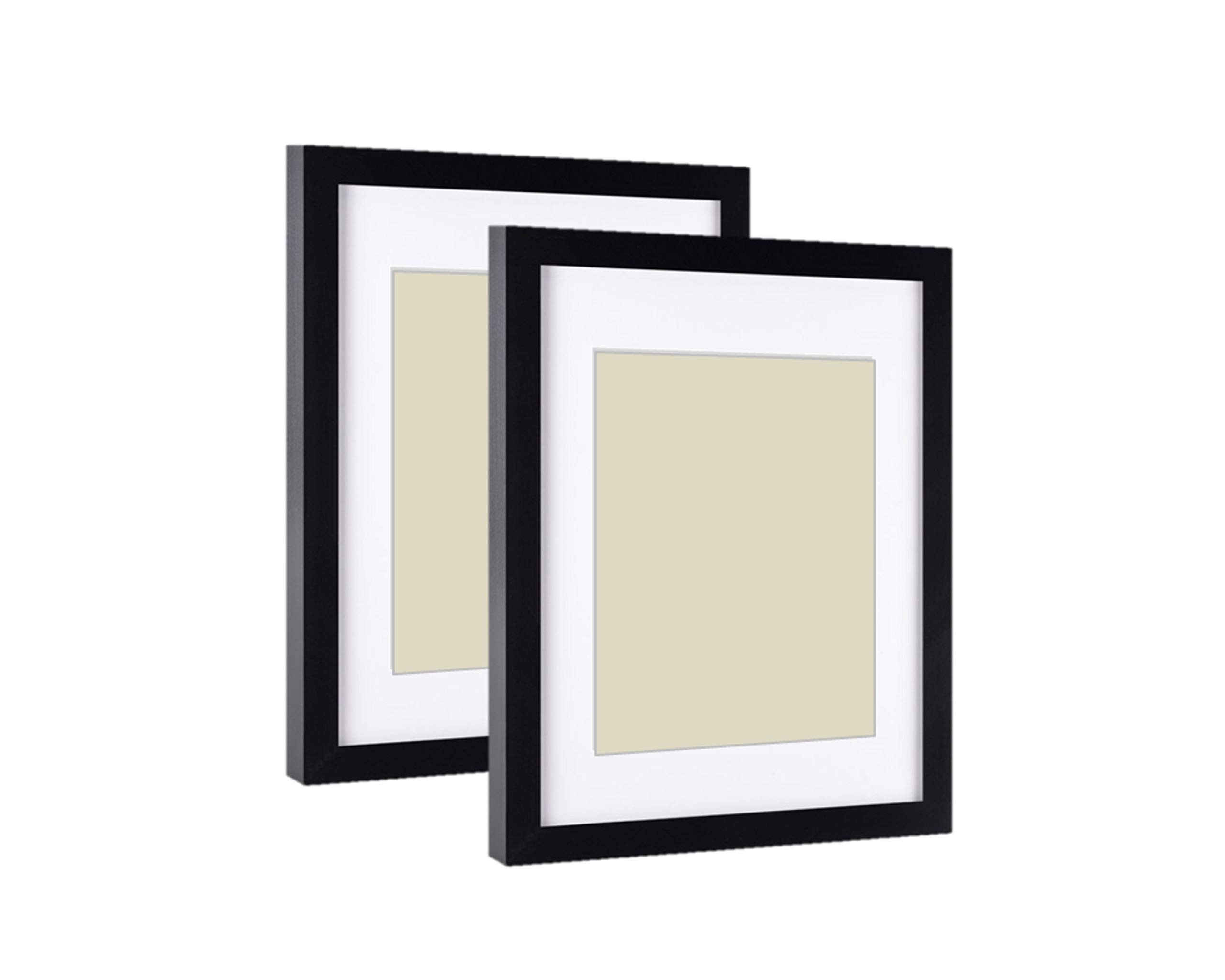 11x14 Black Wood Picture Frame with White Mat - Fits 8x10 Photos (2 Pack) - Perfect for Wall Decor, Home Office, Gallery Displays & Gift Giving