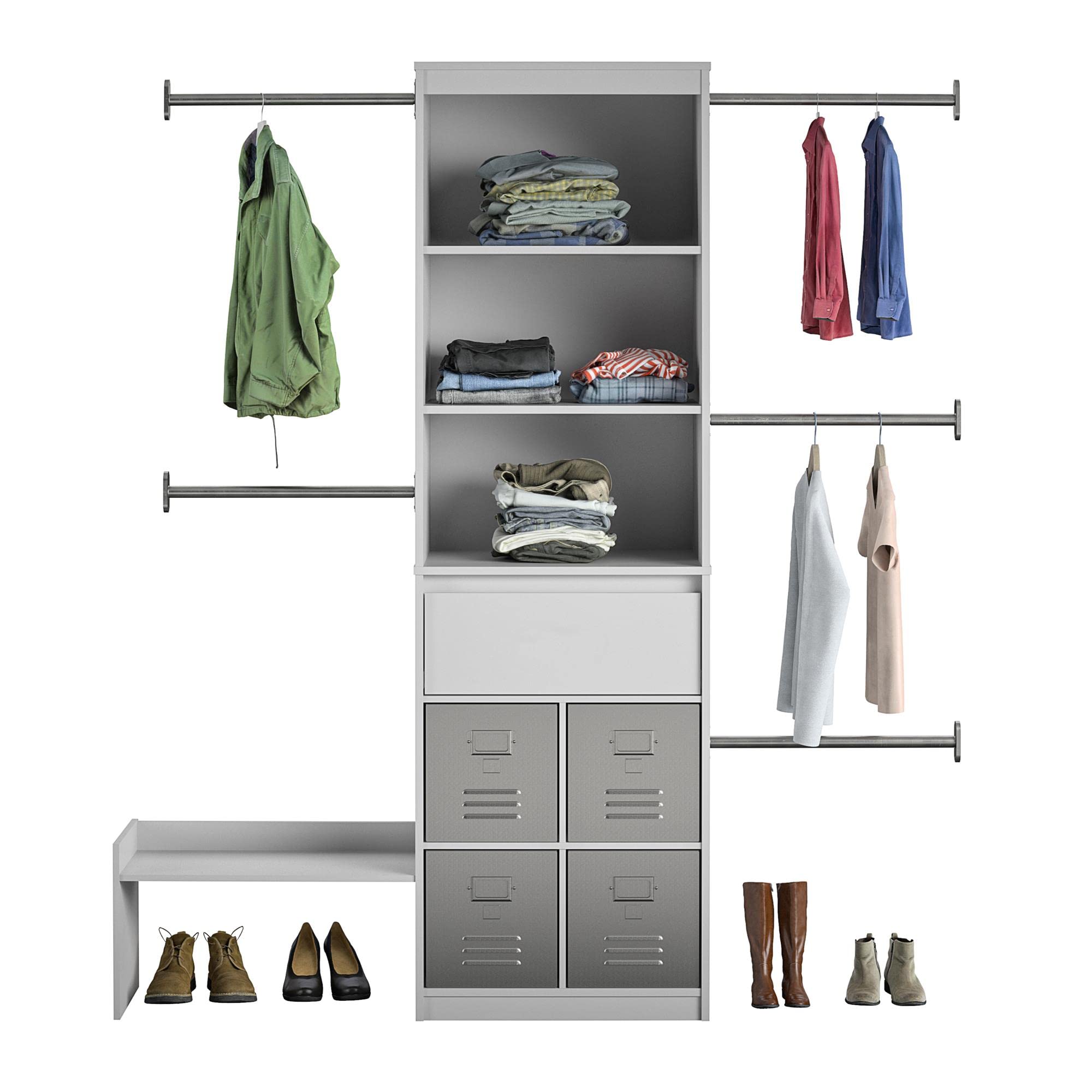 Little Seeds Grow with Me Grey Adjustable Kids' Closet Organizer System - Space-Saving Storage Solution for Bedrooms, Playrooms & Nurseries