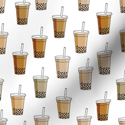 Bubble Tea & Matcha Sweets Printed Chiffon Fabric Fat Quarter - DIY Sewing for Fashion Apparel, Dresses & Home Decor - Perfect for Quilting, Crafts & Decorative Pillows