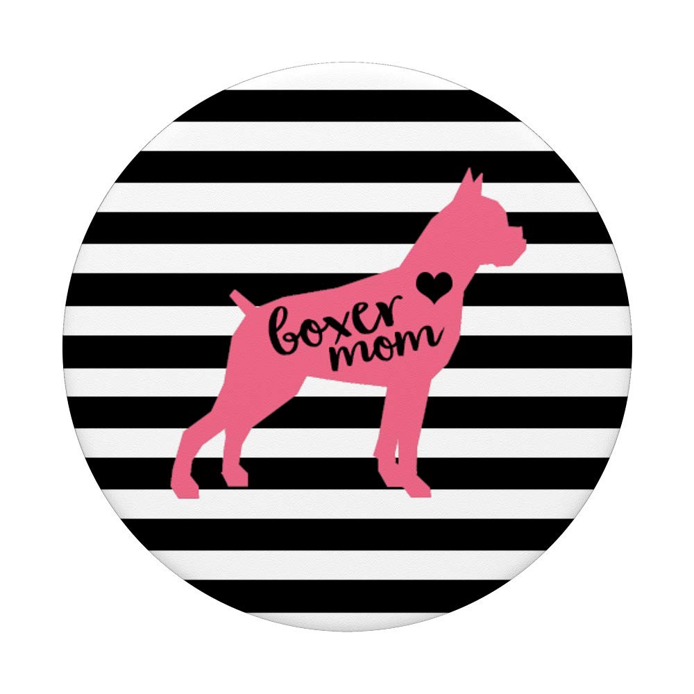 Boxer Dog Gift for Women - Pink Black White Striped Boxer Mom T-Shirt with Heart Design | Perfect for Dog Lovers, Birthday & Mother's Day Presents