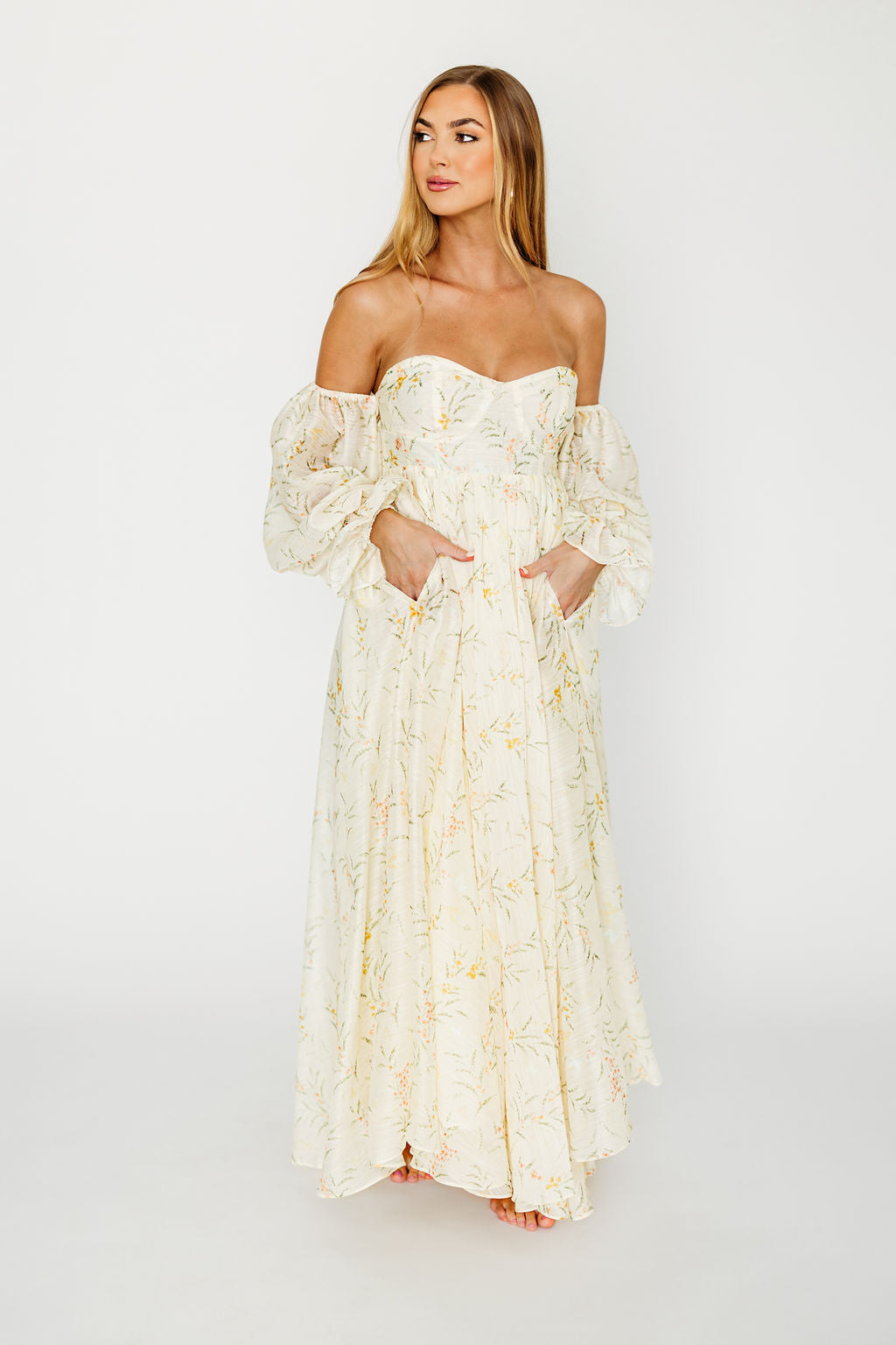 Ryder Grace Maxi Dress in Cream - Elegant Long Flowy Summer Dress for Women, Perfect for Beach, Wedding & Vacation | Lightweight & Comfortable