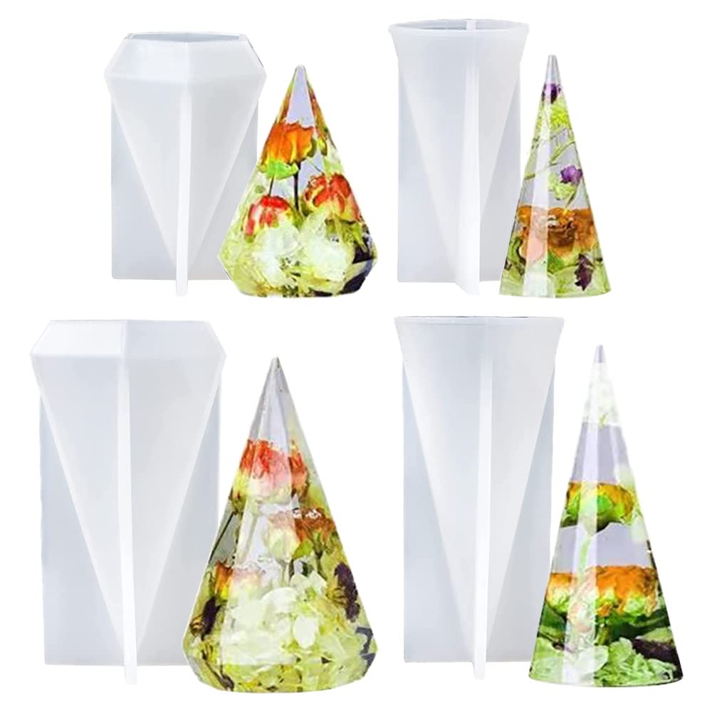 4 Pcs Silicone Ring Cone Resin Molds for DIY Jewelry Making - Ring Holder Pyramid Molds for Resin Casting, Wedding Decor, Jewelry Display Stand - Perfect for Crafting, Gift Making & Home Decoration