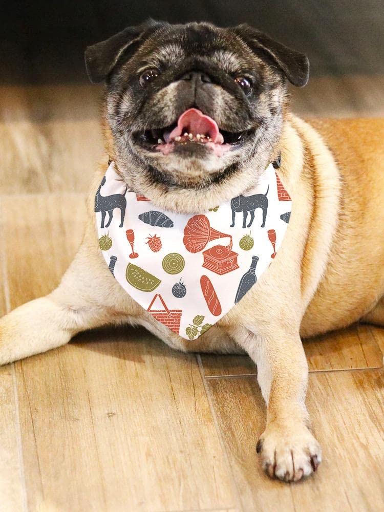 Hand Drawn Seamless Picnic Bandana for Dogs - Perfect for Outdoor Adventures, Beach Trips, and Pet Photo Shoots