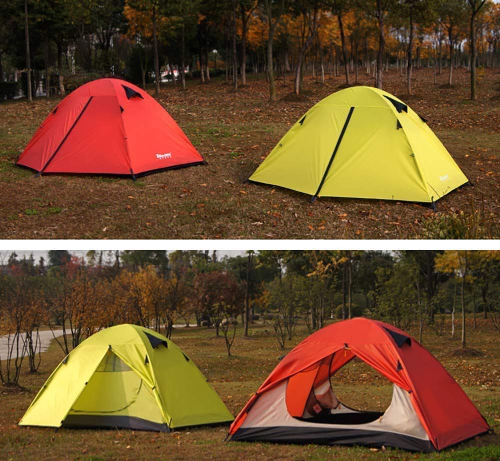 2-Person Camping Tent - Waterproof Outdoor Canopy & Sun Shelter for Hiking, Mountaineering, Picnics - Lightweight & Portable Rainfly (Yellow) - Perfect for Backpacking, Beach Trips & Outdoor Adventures